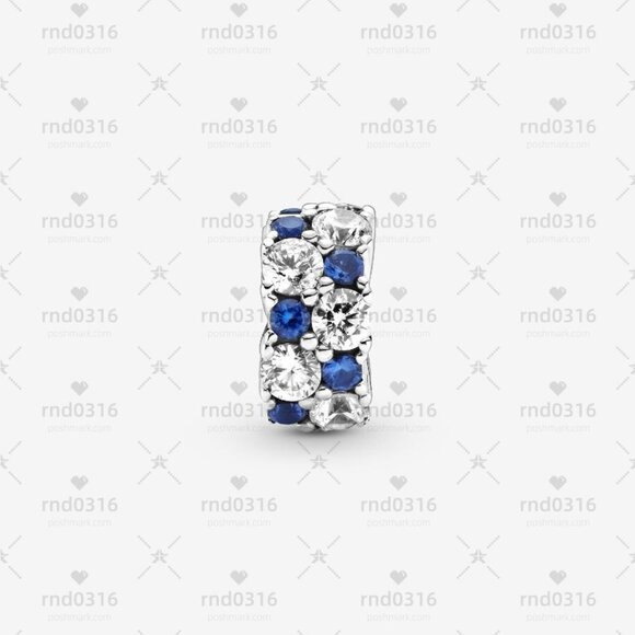 Pandora Clear & Blue Sparkling Clip Charm|Pendant - Picture 4 of 4